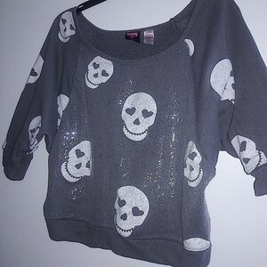 HARD CANDY Women Gray & White Skull Sequin Pull Up